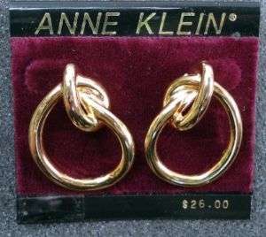 ANNE KLEIN Goldtone KNOTS Pierced Earrings #20  