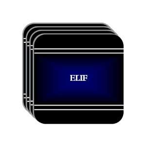 Personal Name Gift   ELIF Set of 4 Mini Mousepad Coasters (black 
