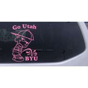 Go Utah Pee On BYU Car Window Wall Laptop Decal Sticker    Pink 12in X 