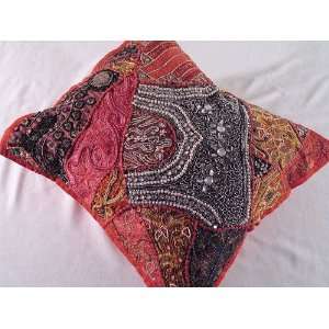   Crimson Sari Floor Decorative Moti Pillow Cushion 26