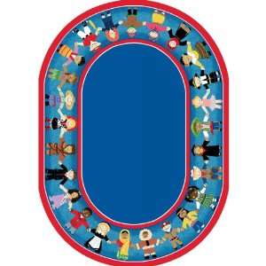  Children of Many Cultures School Rug   Oval   78W x 109 