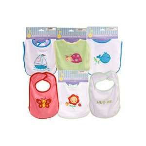  6 Brightly Embroidered Baby Bibs 