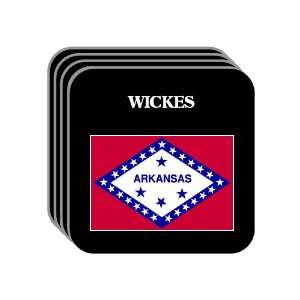 US State Flag   WICKES, Arkansas (AR) Set of 4 Mini Mousepad Coasters
