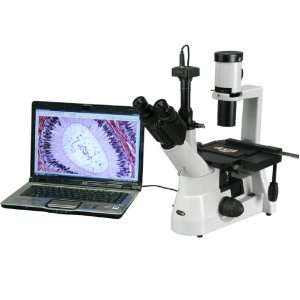 AmScope 40x 1000x Long Distance Plan Inverted Microscope + 5.0MP 