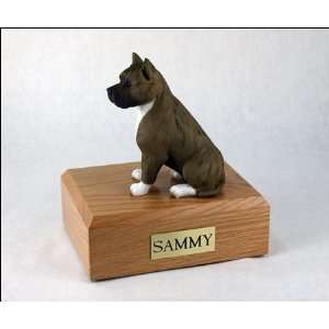  1292 Pitbull, Brindle/White Dog Cremation Urn