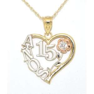 15 Anos Heart Charm 14K Gold