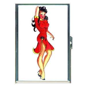 Busty Brunette Retro Tattoo ID Holder, Cigarette Case or Wallet MADE 