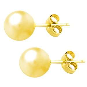   18 Karat Yellow Gold over Sterling Silver 10 mm Ball Stud Earrings