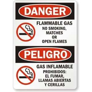 Danger Flammable No Smoking, Matches Or Open Flames, Peligro Gas 