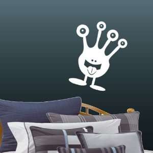  White Large Fun Monster with Four Eyes Wall Decal