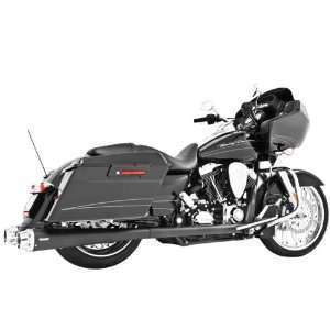   On Black Exhaust with Chrome Tip for 1995 2011 Harley Davidson FLH/FLT