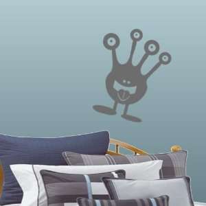  Grey Large Fun Monster with Four Eyes Wall Decal