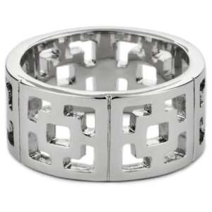  Trina Turk Pierced Brick Silver Ring, Size 6: Jewelry