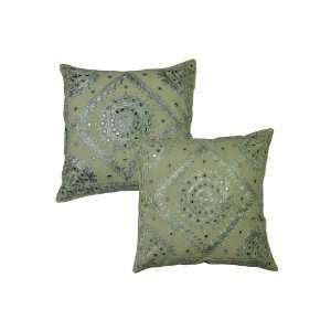 Cotton Cushion Covers with Silk Thread Hand Embroidery & Mirror Work 