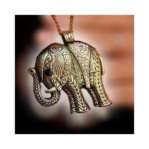  Oriental Hmong Designed Vintage Diamond Elephant Necklace 