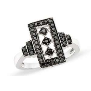  3/8 Carat Black Diamond Sterling Silver Ring: Jewelry