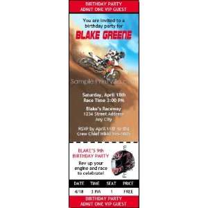  Dirtbike Race Red Party Ticket Invitation: Health 