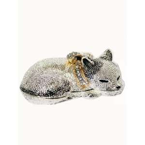  Silver Colored Sleeping Cat Pill Box: Pill Box: Toys 