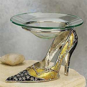  High Heel Shoe Design Glass Oil Burner Gold: Home 