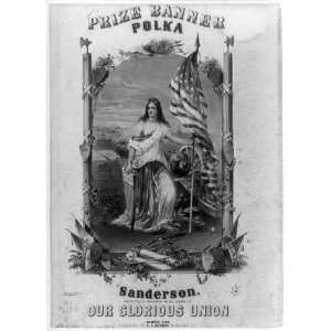  Prize banner polka,sheet music cover,Union,1860