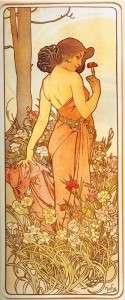 In this four print set Alphonse Mucha portrays Flowers as women in the 