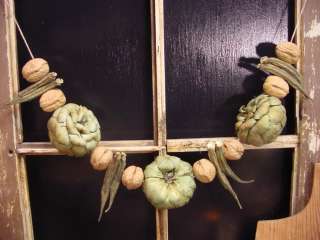   Fall Artichoke Okra Walnut Garland Harvest Peg Hanger Holiday Tuck