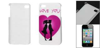 Kissing Lovers Pattern White Hard Plastic IMD Back Case for iPhone 4 