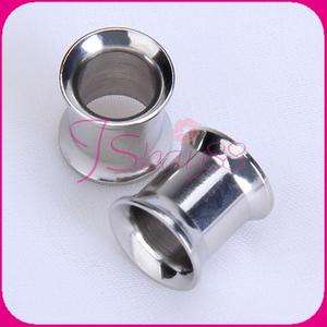 Pair Stainless Steel Ear Tunnels Plugs Gauge Cylinder Stretcher 