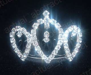 wholesale 6xrhinestone&silver plated Tiara crown comb  
