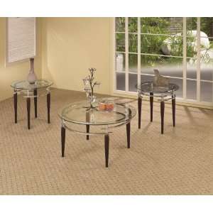   Table Sets 3 Piece Contemporary Glass Top Occasional Table Set: Home