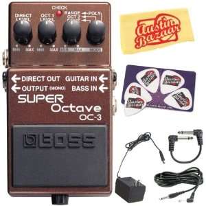  Boss OC 3 Super Octave Pedal Bundle with AC Adapter, 10 