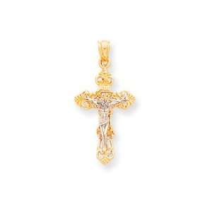   INRI Fleur De Lis Crucifix Pendant   Measures 35.3x17.3mm   JewelryWeb