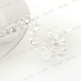10 White Faceted Teardrop Crystal Glass Bead Drop Pendant 12x8mm 