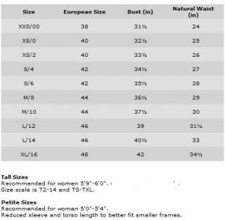 Crew Womens Top Chart Size