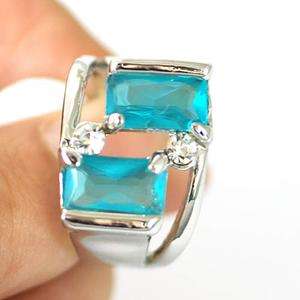   Blue Costume Gemstone 18K GP Diamante Zircon CZ Ring Jewelry  