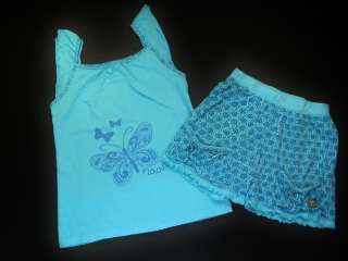 NAARTJIE Turkish Blue Butterfly Tank Top & Floral Print Shorts, 9 10 