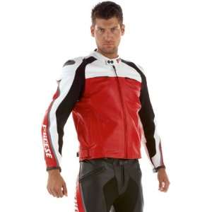  DAINESE NEW DELMAR LEATHER JACKET RED/WHITE 48 USA/58 EURO 