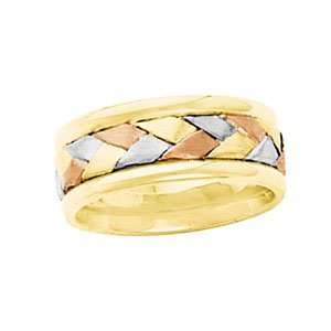14K Yellow/White/Rose Gold SIZE 07.00 Tri Color Bridal Hand Woven Band