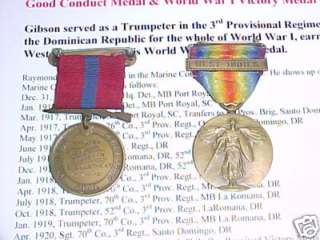 USMC GOOD CONDUCT MEDAL WITH WEST INDIES WORLD WAR I VICTORY MEDAL