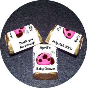 Pink LADYBUG Baby Shower CANDY WRAPPERS Favors lb p  