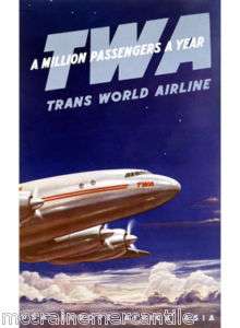 TWA Million Passengers Poster wood sign  