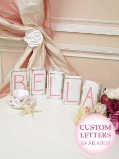 Shabby Cottage Chic Wooden Letter Blocks Baby BELLA wow  