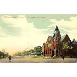  1915 Vintage Postcard Washington Boulevard, west from 7th 