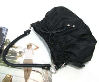 Womens Leather Ribbon Duffle Shoulder Bag FF093  