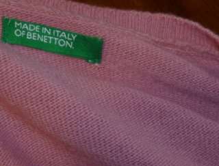 BENETTON wool pullover V neck Sweater Argyle front size M  