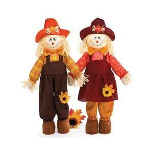  (2) BOY & Girl Scarecrow Asst w/ Sunflowers: Home 