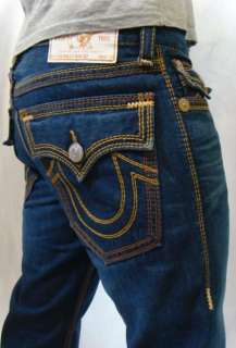 NWT TRUE RELIGION Brand Jeans Mens BILLY Gold Rust Big QT Stitch 