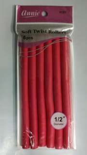 ANNIE 1/2 6 CT. SOFT TWIST ROLLERS RED 7 LONG #1201  