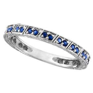  Blue Sapphire Stackable Anniversary Band in 14k White Gold 