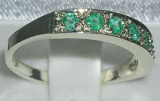 SOLID STERLING 925 SILVER NATURAL EMERALD ETERNITY RING  